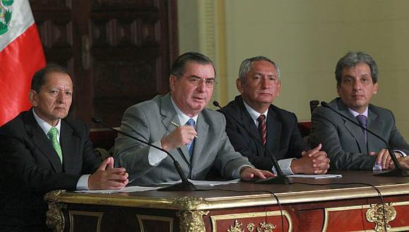 Conferencia de ministros tras sesión del gabinete en Palacio. (Andina)