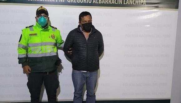 Tacna: el agresor fue intervenido en el interior de su vivienda y luego fue trasladado a la comisaría Gregorio Albarracín.