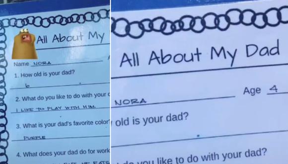 Un padre quedó atónito al leer lo que su pequeña hija escribió sobre él en una tarea. (Foto: @dadrealbad / TikTok)