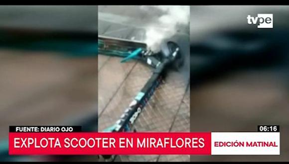 Scooter eléctrico sufrió falla eléctrica debido a sobrecalentamiento de batería. (Captura: TV Perú Noticias)
