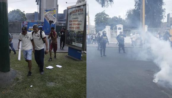 Hinchas de la 'U' y policías se enfrentaron en la marcha pacífica del club crema. (Mario Zapata/GEC)