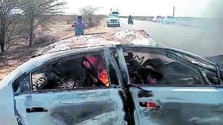 Lambayeque: Conductor muere calcinado tras chocar su auto con una camioneta en Mórrope