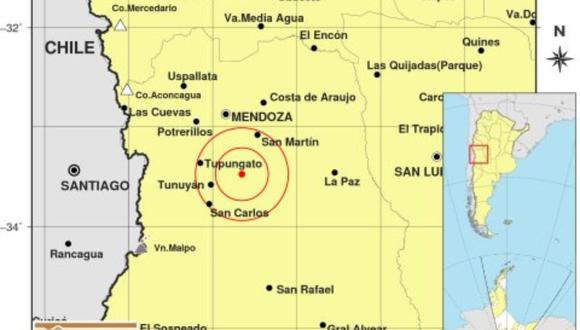 El  sismo fue  de magnitud 5,4 en la escala de Richter sacudió este sábado la provincia argentina de Mendoza. (Foto: Inpres)