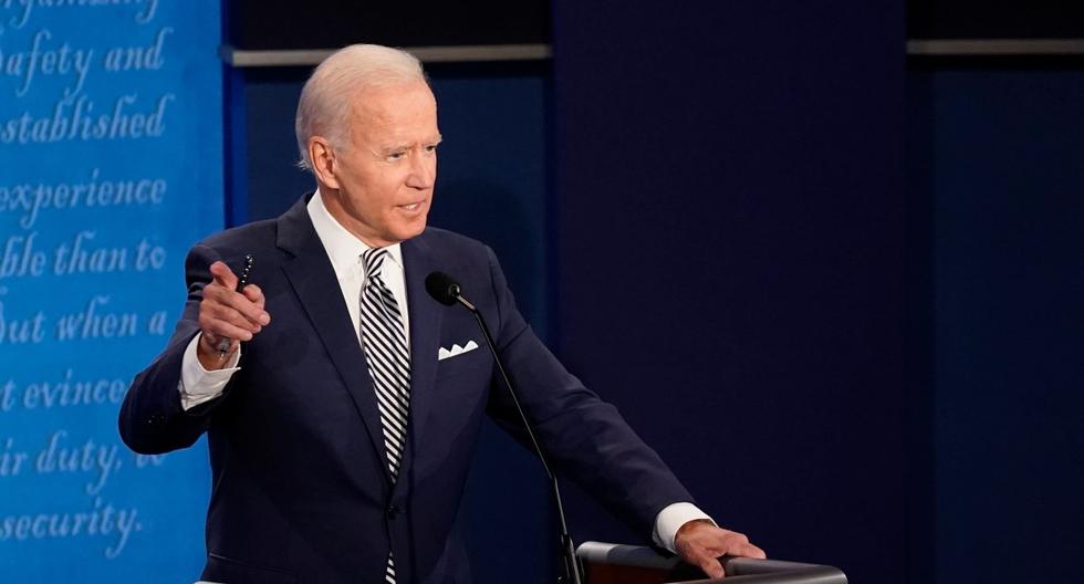 El candidato presidencial demócrata y exvicepresidente de los Estados Unidos, Joe Biden, habla durante el primer debate presidencial en Cleveland, Ohio. (AFP / POOL / Morry Gash).