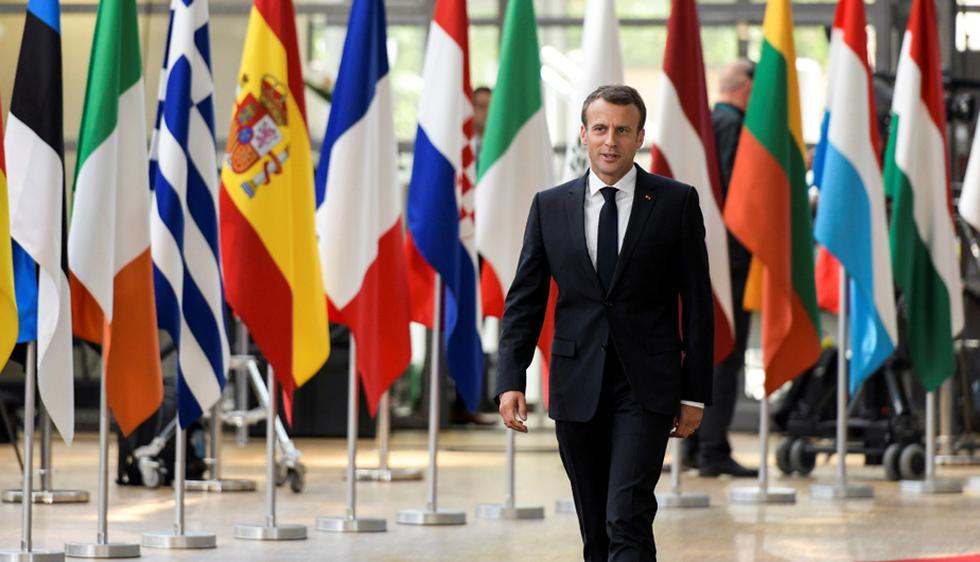 El presidente galo, Emmanuel Macron, a su llegada a la cumbre de los jefes de Estado y Gobierno de la Unión Europea (UE). (Foto: EFE)