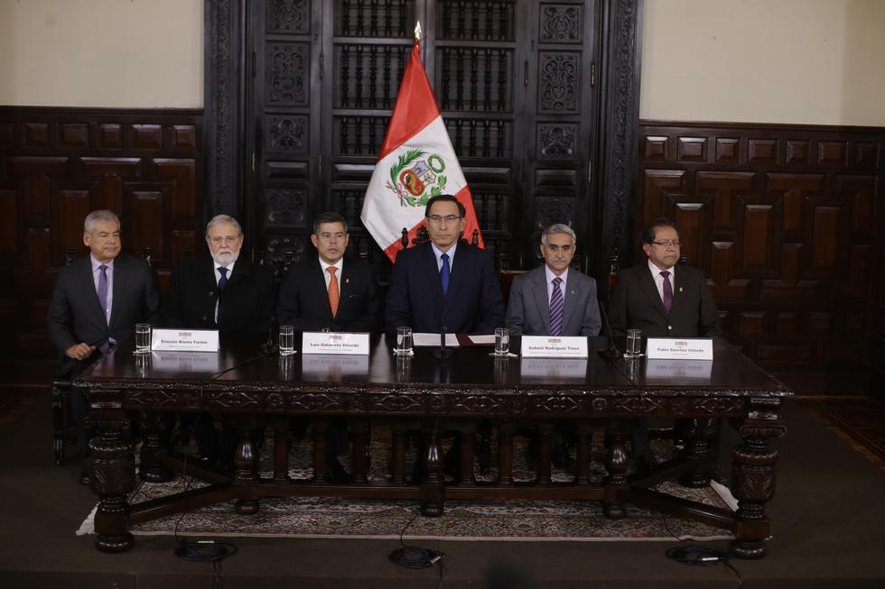 El Consejo de Estado, presidido por Martín Vizcarra, se reunió esta tarde por la denuncia contra miembros del CNM. (Luis Centurión)