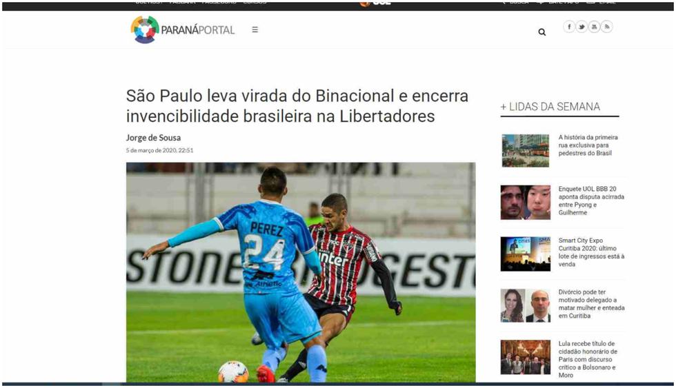 Binacional vs. Sao Paulo: prensa brasileña