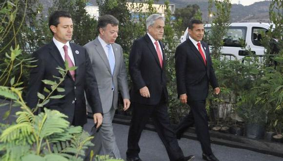 Enrique Peña Nieto, Juan Manuel Santos, Sebastián Piñera y Ollanta Humala en una reunión. (Difusión)