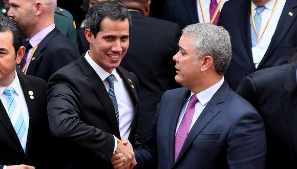 El mandatario colombiano&nbsp;Iván Duque junto a&nbsp;Juan Guaidó, reconocido como presidente de Venezuela por cerca de 50 países. (Foto: EFE)