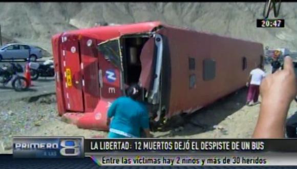 La Libertad: 12 muertos y al menos 30 heridos dejó la volcadura de un bus interprovincial. (Canal N)