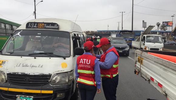 De acuerdo con la ATU, de las unidades de transporte intervenidas, detectaron que 10 realizaban el servicio de transporte público de manera informal.  (Foto: ATU)