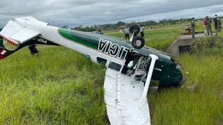Avioneta de la PNP cae en Pucallpa y efectivos abordo logran salir con vida en Ucayali | FOTOS