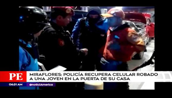Policía y serenos detuvieron a grifero que había comprado un celular robado. (Captura: América Noticias)