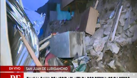 Vecinos rescataron a dos niñas que quedaron atrapadas tras derrumbe en cerro. (Captura: América Noticias)