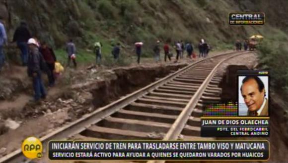 Carretera Central bloqueada: Habilitarán tren para ayudar a trasladarse a varados por huaico. (RPP)