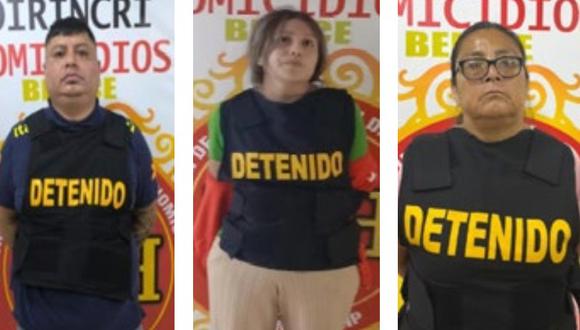 CRIMINALES. Dany Gallegos, cabecilla (izquierda.); Claudia Condori, lugarteniente (centro); y Jacqueline Barzola, regidora (derecha). (Foto: PNP)