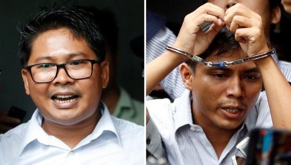 Wa Lone y Kyaw Soe Oo, de 32 y 28 años, respectivamente, fueron detenidos la noche del 12 de diciembre de 2017 en posesión de documentos confidenciales. (Foto: EFE)