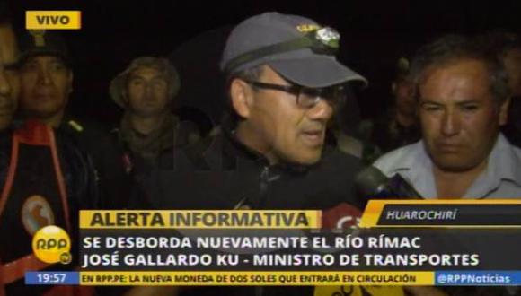 El ministro José Gallardo supervisa las zonas afectadas. (Captura RPP)
