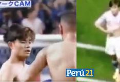 ¿Perdieron la humildad? Jugador de Japón tiró al suelo la camiseta que intercambió con su similar de Perú