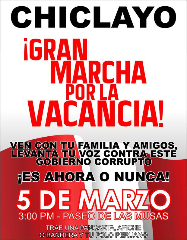 They call marches in various parts of the country in favor of the vacancy for this March 5