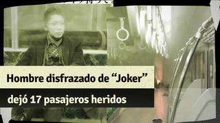 Imágenes del pánico de los pasajeros por el ataque de un hombre disfrazado de Joker en un tren de Tokio