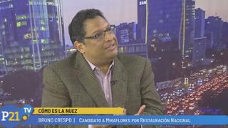 Bruno Crespo en Perú21.TV: "Recuperaremos el principio de autoridad y fiscalización en Miraflores"