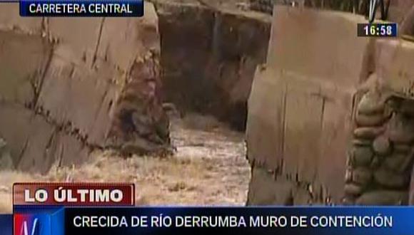 Muro de contención se desplomó por crecida del río Rimac en Moyopampa. (Canal N)