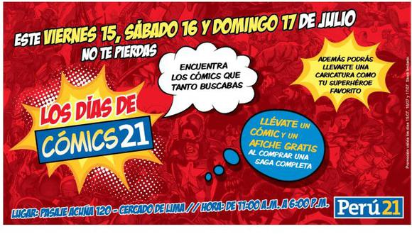Del 15 al 17 de julio podrás encontrar tus historietas favoritas de Cómics21.