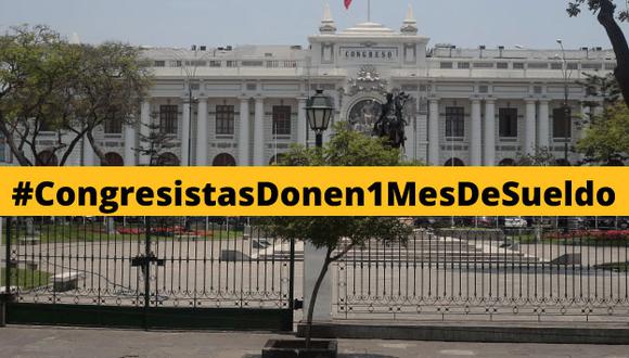 #CongresistasDonen1MesdeSueldo es el 'hashtag' de indignación de los usuarios de Twitter. (Perú21)