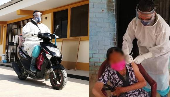 Piura: enfermera se compra moto para recorrer centros pobladores y vacunar ancianos (Foto: Facebook)