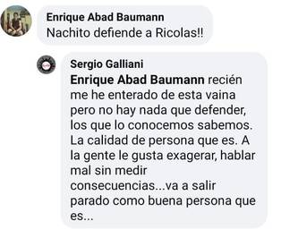 Sergio Galliani y su opinión en redes. (Facebook)