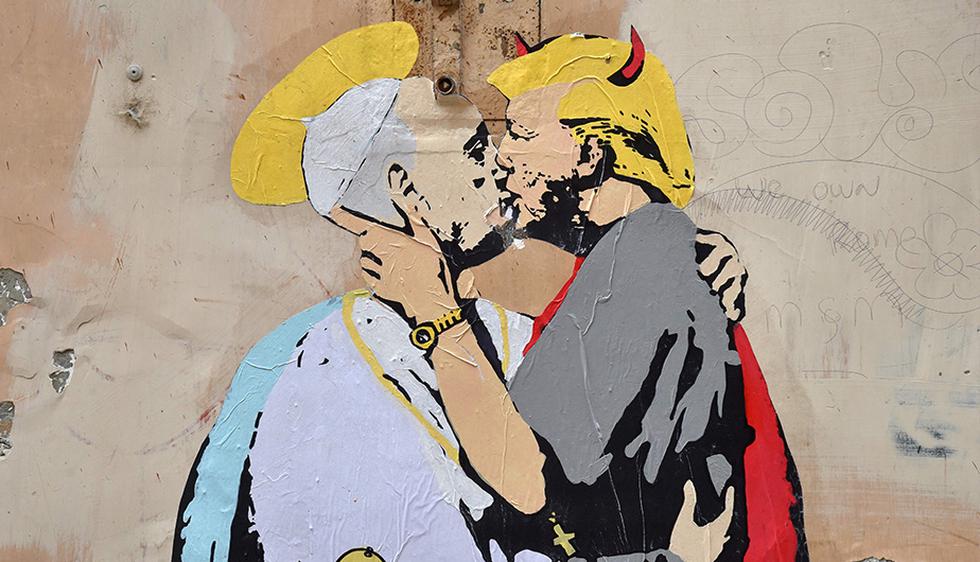 Aparece imagen del papa Francisco besándose con Donald Trump en Roma (AFP)