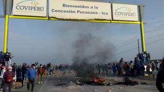 Manifestantes mantienen bloqueada la Panamericana Sur en Ica