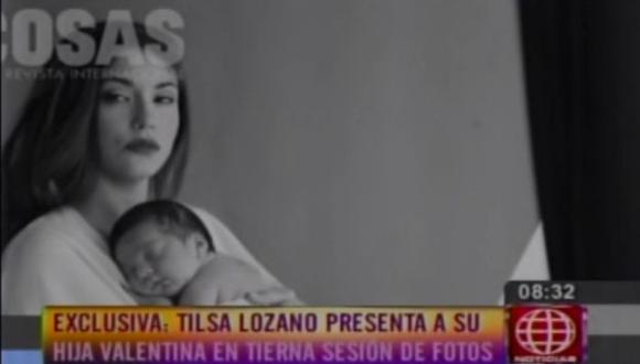 Tilsa Lozano dejó ver por primera vez el rostro de su pequeña hija Valentina. (Captura de TV)