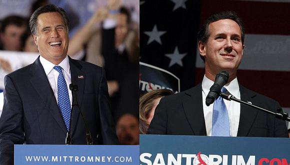 Romney y Santorum pelean por un cupo para enfrentar a Obama en las próximas elecciones. (AP/Reuters)