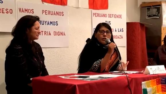 Congresista Margot Palacios participó de un conversatorio en Ginebra donde fue criticada por peruanos. (Captura de video)