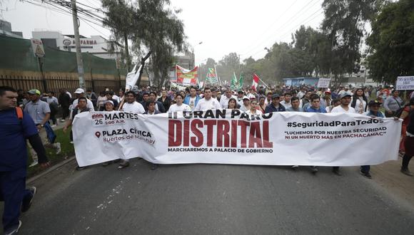 Vecinos de Pachacámac salen a marchar hasta el Congreso. (Foto: Hugo Pérez / @photo.gec)