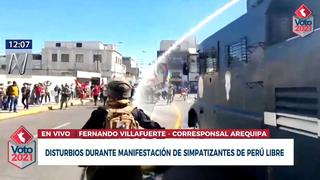 Arequipa: Simpatizantes de Perú Libre se enfrentan a la Policía en la plaza España [VIDEO]