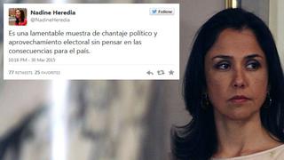 Nadine Heredia: "Moción de censura a Ana Jara es un chantaje político"