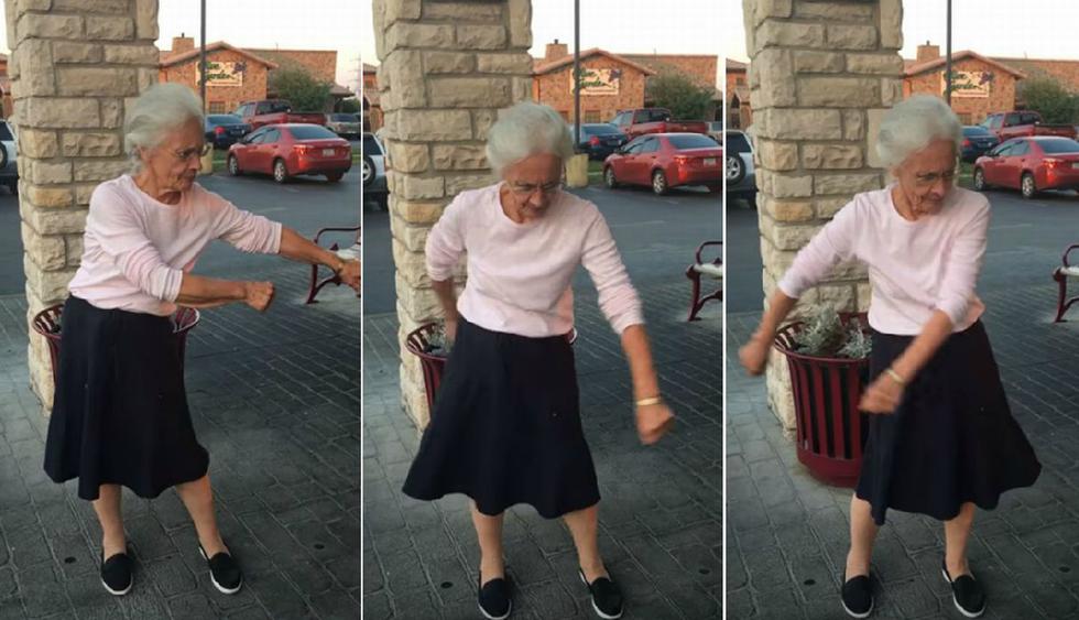 La anciana no quiso ser ajena al popular baile. (YouTube: Viralhog)