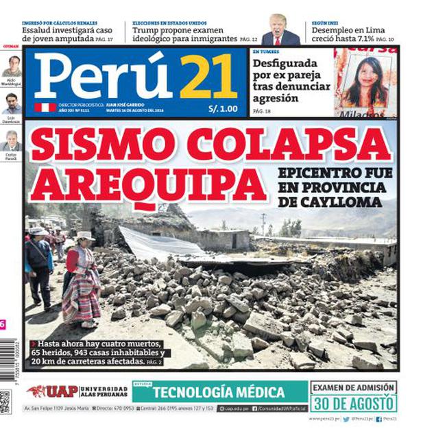 Sismo colapsa Arequipa - 2016-08-16