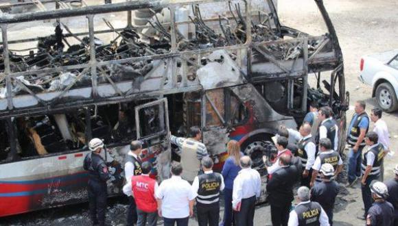El MTC aseguró que se sancionará de manera ejemplar a quienes resulten responsables del incendio del bus interprovincial que cobró la vida de 17 personas. (Foto: Giancarlo Ávila)
