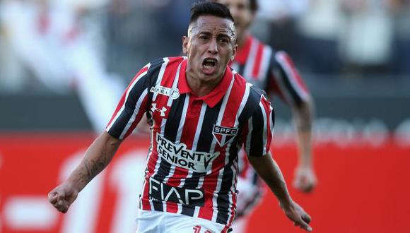 Christian Cueva volvió a marcar con Sao Paulo en duelo con Internacional de Porto Alegre. (Getty Images)