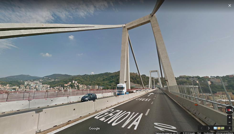 Así era el puente Morandi derrumbado en Génova. (Google Maps)