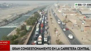 Reportan gran congestionamiento vehicular en la autopista Ramiro Prialé | VIDEO