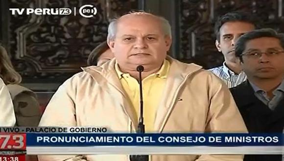 Pedro Cateriano invocó &quot;mantener el equilibrio&quot; ante elecciones de 2016. (Captura de TV)