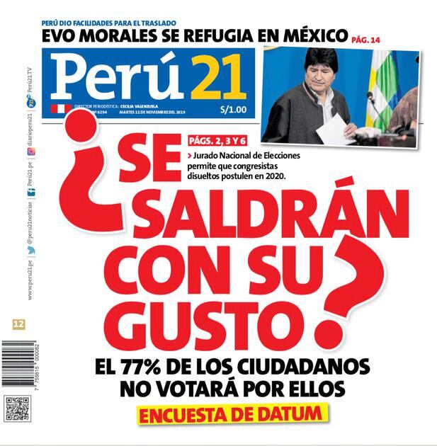 Edición Impresa Perú 21 (12/11/19)