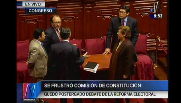 Se frustró debate en la Comisión de Constitución del Congreso de la República por falta de quórum. (Captura de TV)