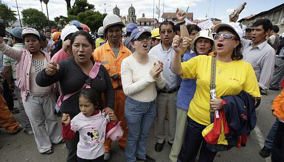 POCA ACOGIDA. Apenas cinco embarazadas marcharon ayer en Cajamarca contra el proyecto Conga. (Referencial)