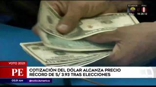 Dólar alcanza precio récord de S/3,93 tras segunda vuelta electoral